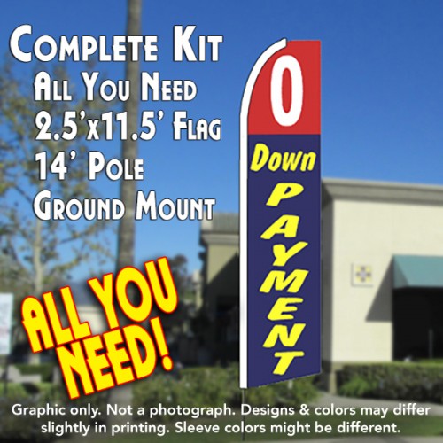 0 DOWN PAYMENT (Red/Blue) Flutter Feather Banner Flag Kit (Flag, Pole, & Ground Mt)