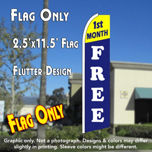 1st MONTH FREE (Yellow/Blue) Flutter Polyknit Feather Flag (11.5 x 2.5 feet)