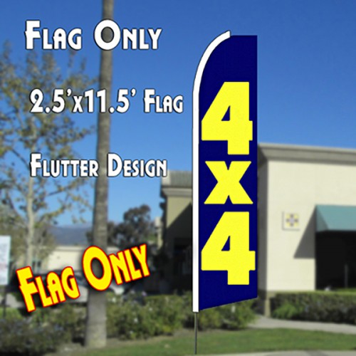 4x4 (Blue) Flutter Feather Banner Flag (11.5 x 2.5 Feet)