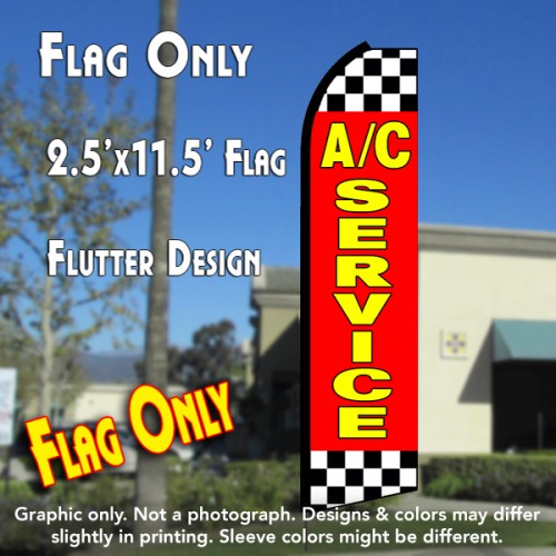 A/C SERVICE (Red/Checkered) Flutter Polyknit Feather Flag (11.5 x 2.5 feet)