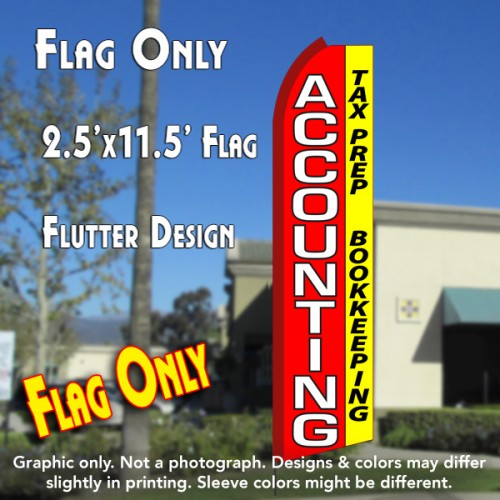 ACCOUNTING Tax Prep Bookkeeping (Red/Yellow) Flutter Polyknit Feather Flag (11.5 x 2.5 feet)