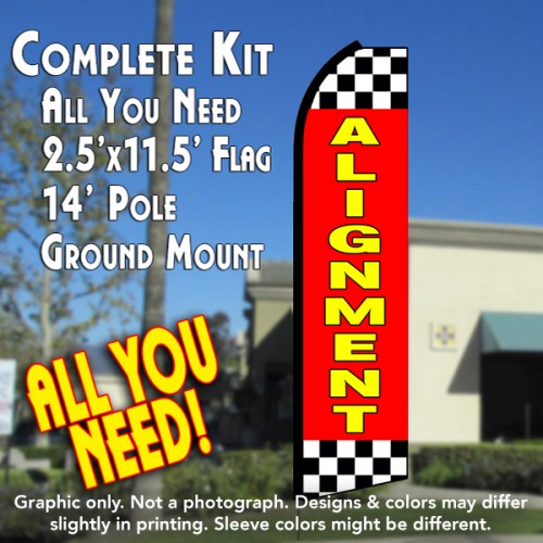 ALIGNMENT (Red/Checkered) Flutter Feather Banner Flag Kit (Flag, Pole, & Ground Mt)