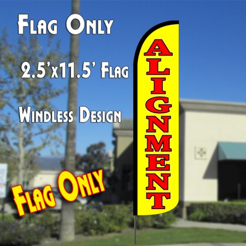 ALIGNMENT (Yellow/Red) Windless Polyknit Feather Flag (2.5 x 11.5 feet)
