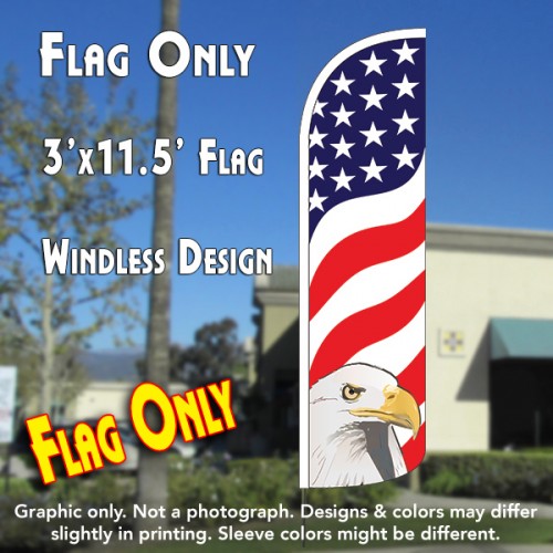 American Eagle (Waves) Windless Polyknit Feather Flag (3 x 11.5 feet)