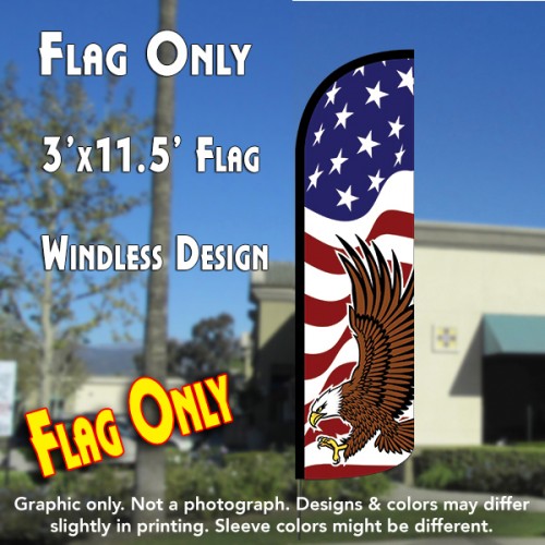 AMERICAN GLORY (Eagle) Windless Polyknit Feather Flag (3 x 11.5 feet)