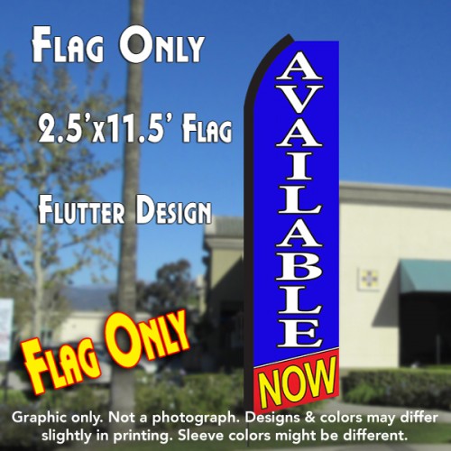 AVAILABLE NOW (Blue/White/Red) Flutter Polyknit Feather Flag (11.5 x 2.5 feet)