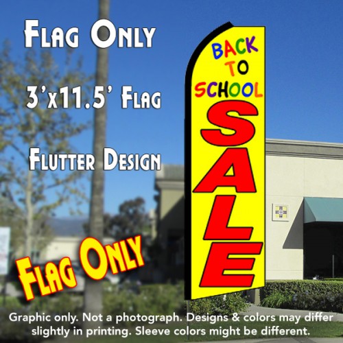 BACK TO SCHOOL SALE (Yellow) Flutter Feather Banner Flag (11.5 x 3 Feet)