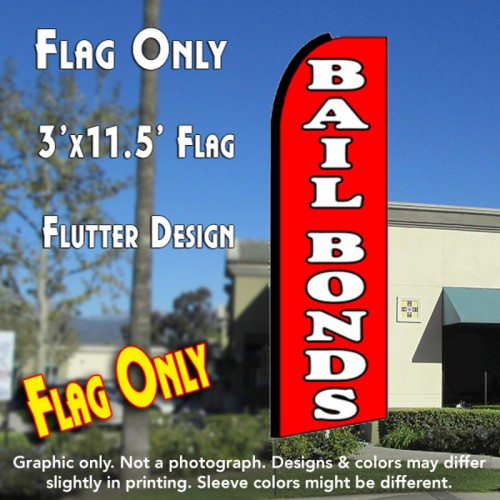 BAIL BONDS (Red) Flutter Feather Banner Flag (11.5 x 3 Feet)