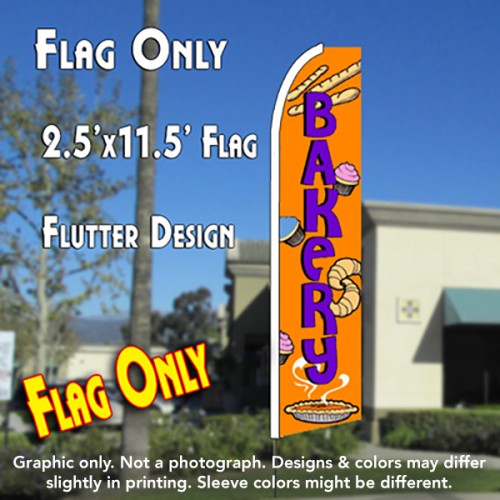 BAKERY (Orange) Flutter Feather Banner Flag (11.5 x 2.5 Feet)