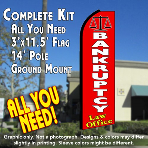 BANKRUPTCY LAW OFFICE (Red) Flutter Feather Banner Flag Kit (Flag, Pole, & Ground Mt)