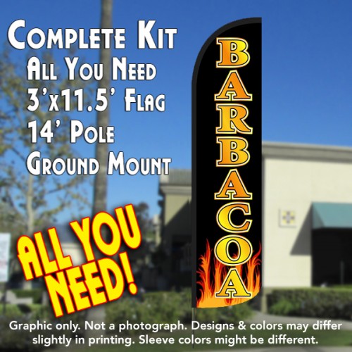 Barbacoa Windless Feather Banner Flag Kit (Flag, Pole, & Ground Mt)