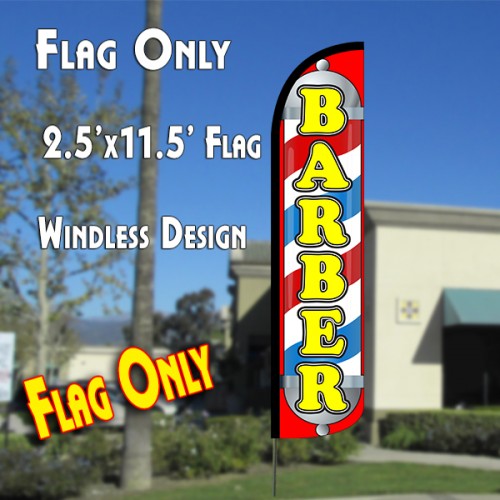 BARBER (Pole/Red) Windless Feather Banner Flag 