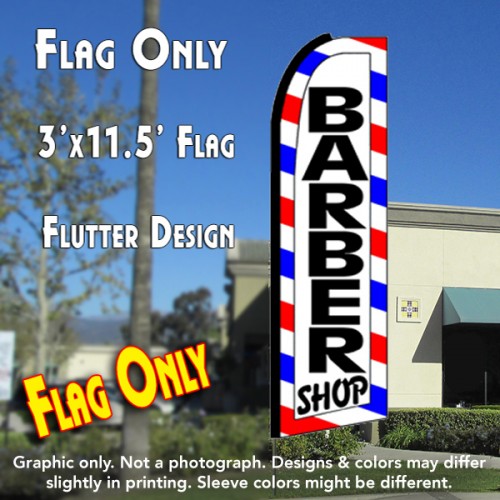BARBER SHOP (Border) Flutter Feather Banner Flag (11.5 x 3 Feet)