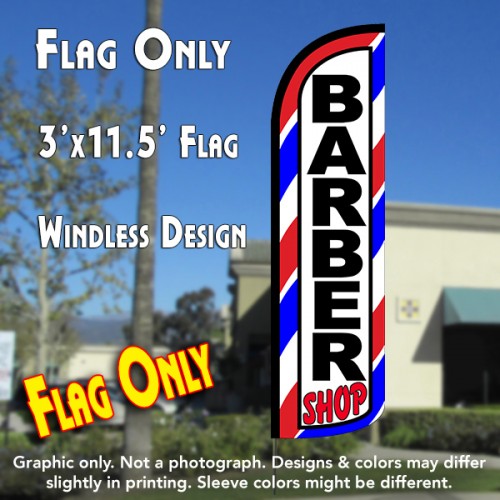 Barber Shop (Red/White/Blue) Windless Polyknit Feather Flag 
