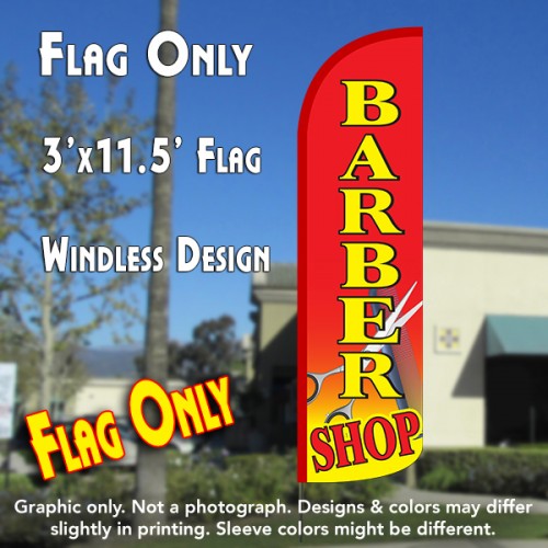 Barber Shop (Red) Windless Polyknit Feather Flag
