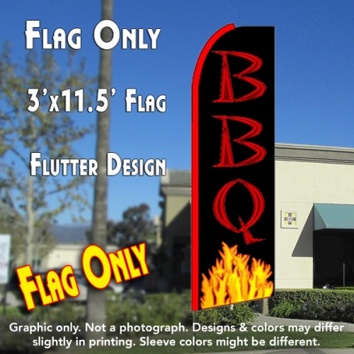 BBQ (Yellow Flames) Flutter Feather Banner Flag (11.5 x 3 Feet)