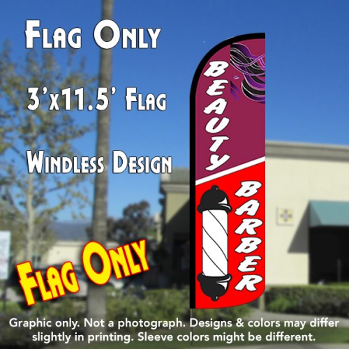 Beauty & Barber Windless Polyknit Feather Flag (3 x 11.5 feet)