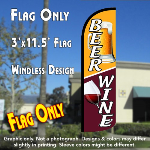 Beer Wine Windless Polyknit Feather Flag (3 x 11.5 feet)