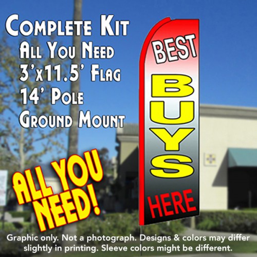 BEST BUYS HERE (Red/Black) Flutter Feather Banner Flag Kit (Flag, Pole, & Ground Mt)