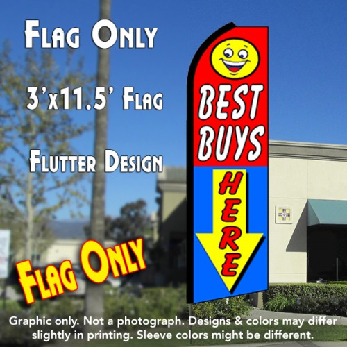 BEST BUYS HERE (Red/Blue) Flutter Feather Banner Flag (11.5 x 3 Feet)