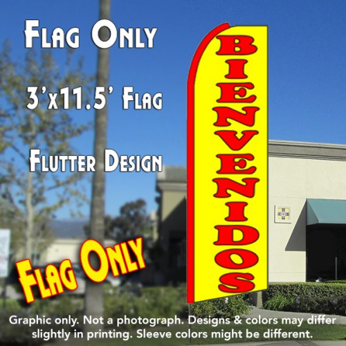BIENVENIDOS (Red/Yellow) Flutter Feather Banner Flag (11.5 x 3 Feet)