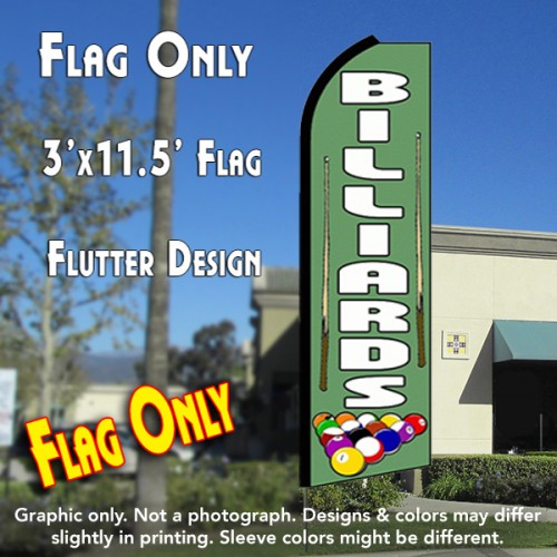 BILLIARDS (Green) Flutter Feather Banner Flag (11.5 x 3 Feet)