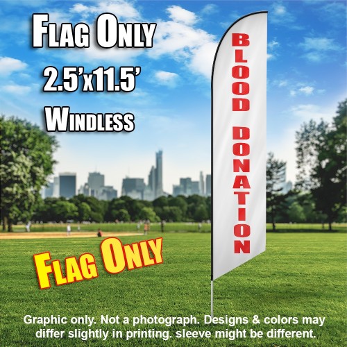 Blood Donation (Horizontal White/Red) Windless Polyknit Feather Flag (3 x 11.5 feet)