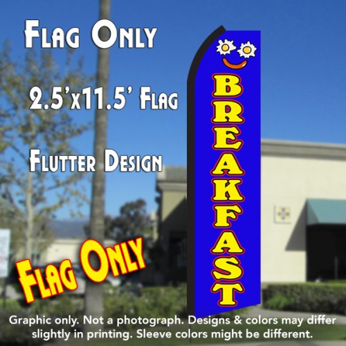 BREAKFAST (Blue/Yellow) Flutter Polyknit Feather Flag (11.5 x 2.5 feet)