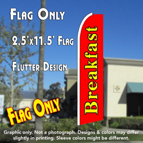 BREAKFAST (Red) 2.5 Flutter Feather Banner Flag (11.5 x 2.5 Feet)