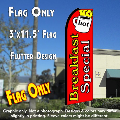 BREAKFAST SPECIAL (Red) Flutter Feather Banner Flag (11.5 x 3 Feet)