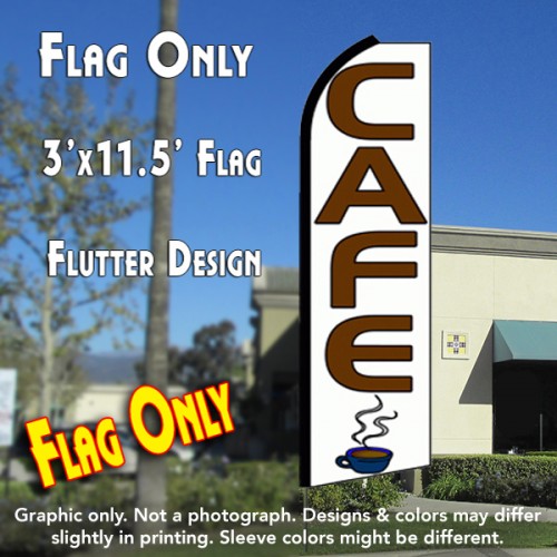 CAFE (White) Flutter Feather Banner Flag (11.5 x 3 Feet)