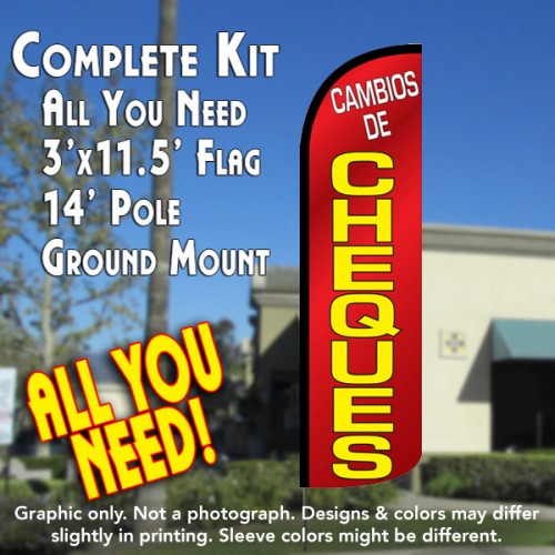 Cambios de Cheques Windless Feather Banner Flag Kit (Flag, Pole, & Ground Mt)