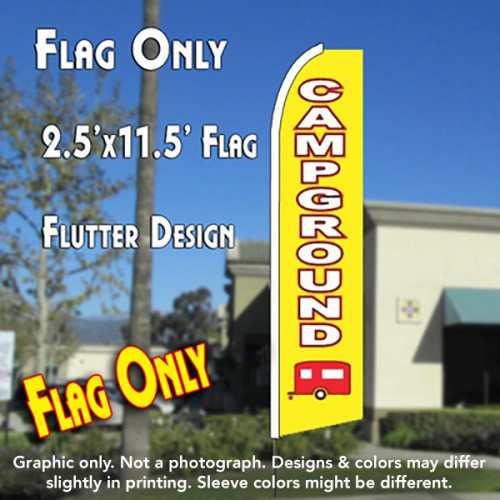 CAMPGROUNDS (Yellow) Flutter Feather Banner Flag (11.5 x 2.5 Feet)