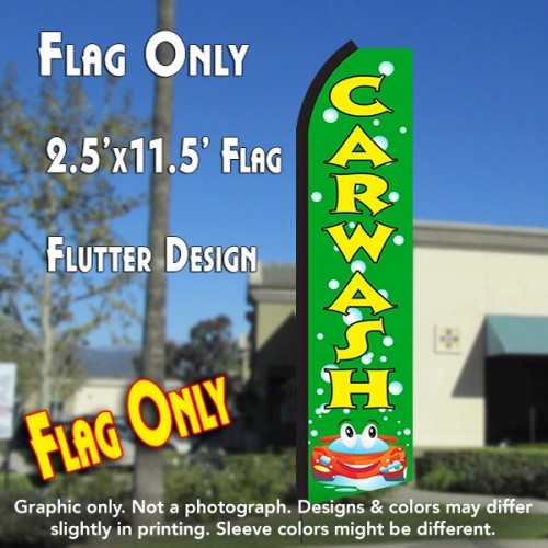 CAR WASH (Green/Yellow) Flutter Polyknit Feather Banner Flag (11.5 x 2.5 Feet)