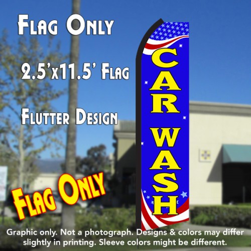 CAR WASH (Patriotic) Flutter Polyknit Feather Flag (11.5 x 2.5 feet)