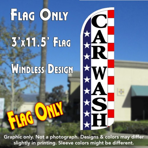 Car Wash (Stars & Stripes) Windless Polyknit Feather Flag (3 x 11.5 feet)