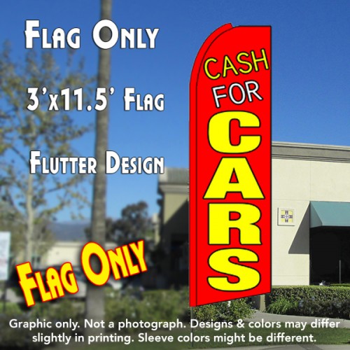 CASH FOR CARS (Red) Flutter Feather Banner Flag (11.5 x 3 Feet)