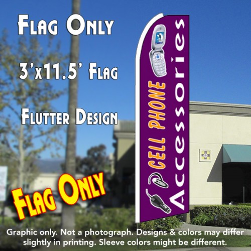 CELL PHONE ACCESSORIES (Purple) Flutter Feather Banner Flag (11.5 x 3 Feet)