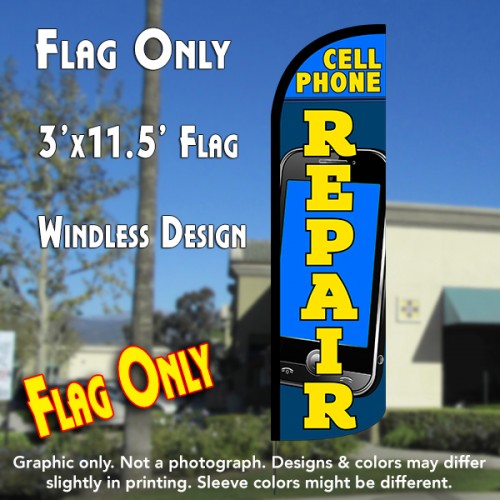 Cell Phone Repair Windless Polyknit Feather Flag (3 x 11.5 feet)