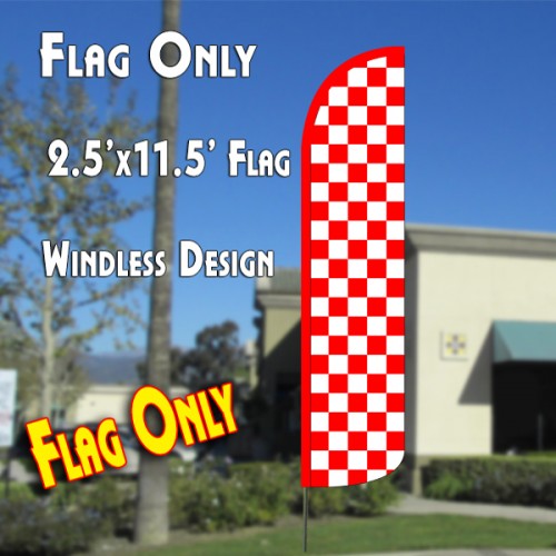 Checkered RED/WHITE Windless Polyknit Feather Flag (2.5 x 11.5 feet)