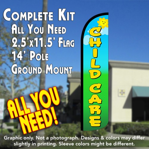 CHILDCARE Windless Feather Banner Flag Kit (Flag, Pole, & Ground Mt)