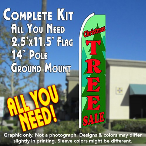 CHRISTMAS TREE SALE Flutter Feather Banner Flag Kit (Flag, Pole, & Ground Mt)