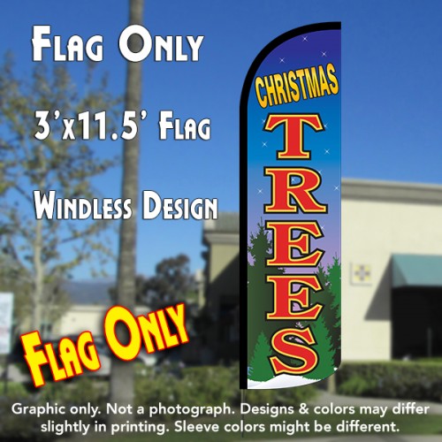 Christmas Trees Windless Polyknit Feather Flag (3 x 11.5 feet)