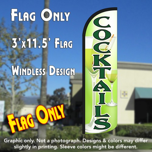 Cocktails Windless Polyknit Feather Flag (3 x 11.5 feet)