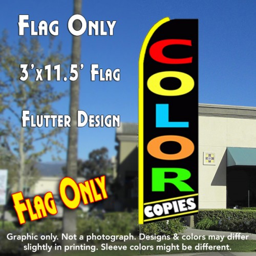 COLOR COPIES (Black) Flutter Feather Banner Flag (11.5 x 3 Feet)