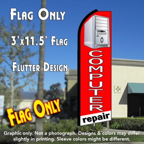 COMPUTER REPAIR (Tower) Flutter Feather Banner Flag (11.5 x 3 Feet)