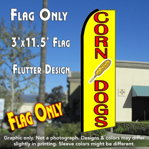 CORN DOGS Flutter Feather Banner Flag (11.5 x 3 Feet) 