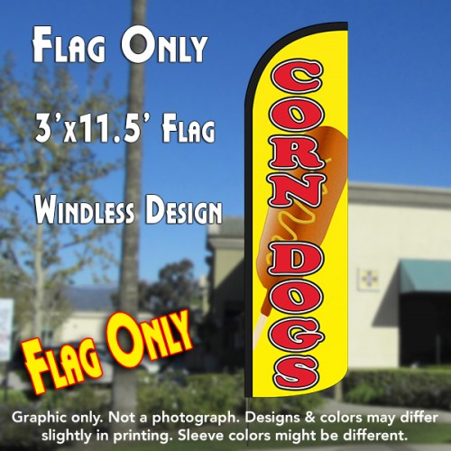 Corn Dogs Windless Polyknit Feather Flag (3 x 11.5 feet)