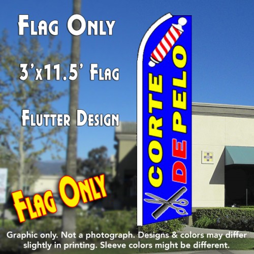 CORTE DE PELO (Blue) Flutter Feather Banner Flag (11.5 x 3 Feet)
