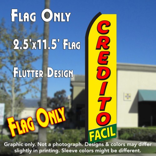 CREDITO FACIL (Yellow/Red) Flutter Polyknit Feather Flag (11.5 x 2.5 feet)